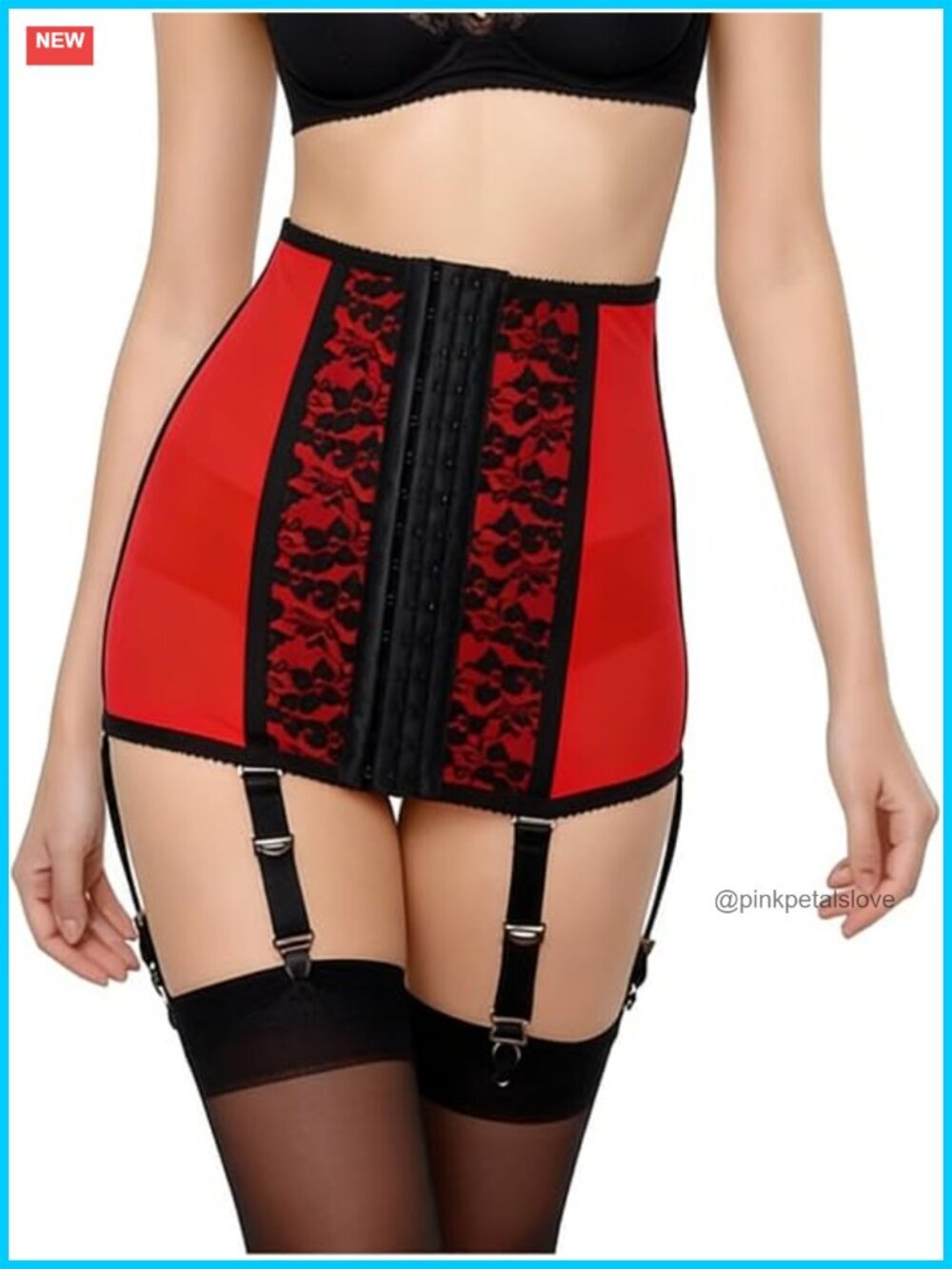 High Waist Metal Buckle Detachable Lace Corset Lingerie 6 Straps Garters Belt
